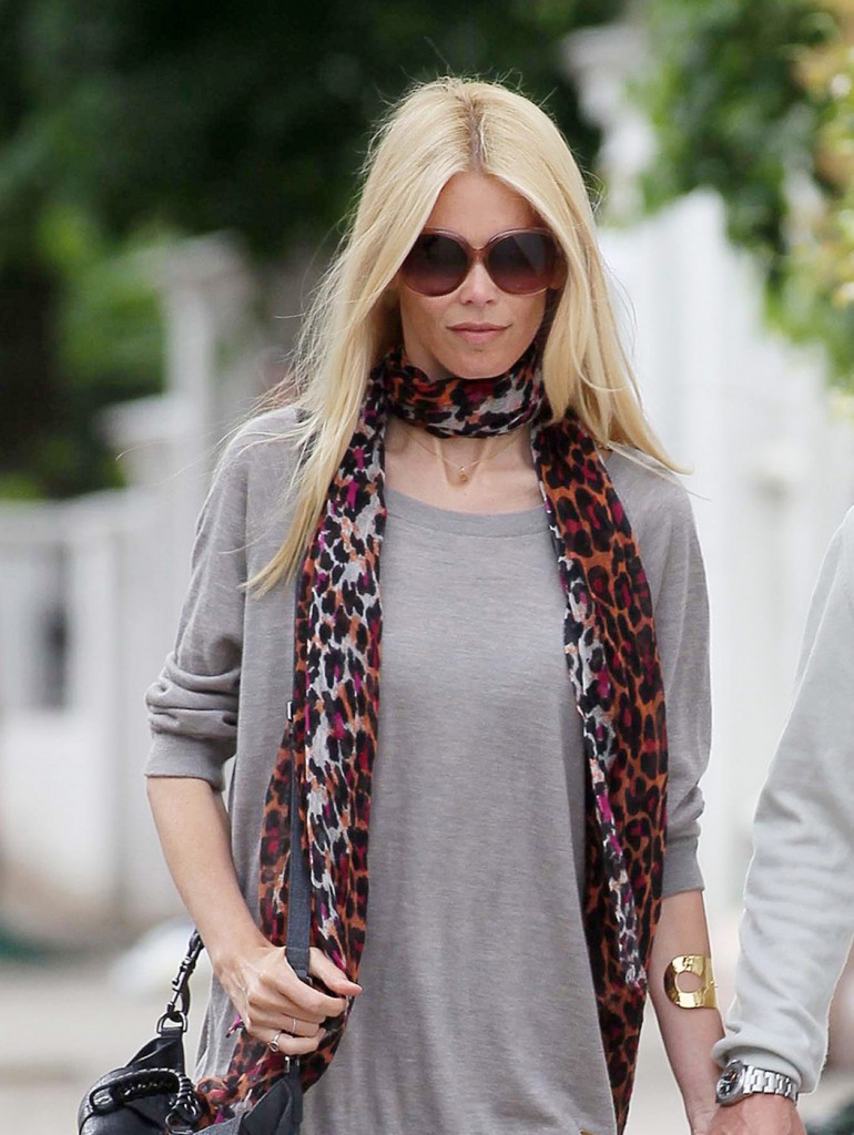 Supermodel Claudia Schiffer is joined by husband Matthew Vaughn as they do the school run in North London