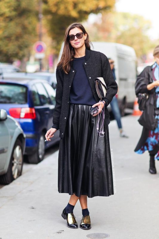le-fashion-blog-street-style-leather-pleated-skirt-celine-gold-oxfords-paris-fashion-week-via-stockholm-streetstyle